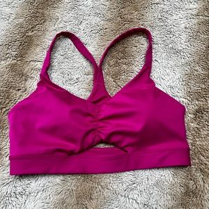 Champion Women's Soft Touch Eco Ruched Bright Pink Sports Bra-S